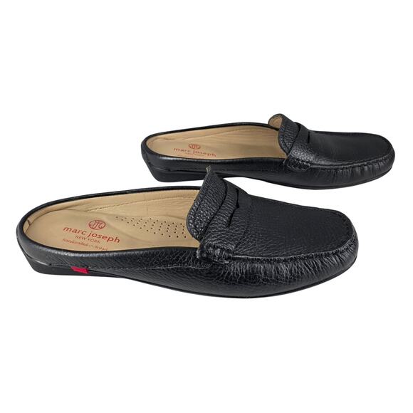 MARC JOSEPH N.Y. WOMEN'S BRIGHTON BEACH BLACK LEATHER PENNY LOAFER MULE SIZE 8.5 - Picture 1 of 11